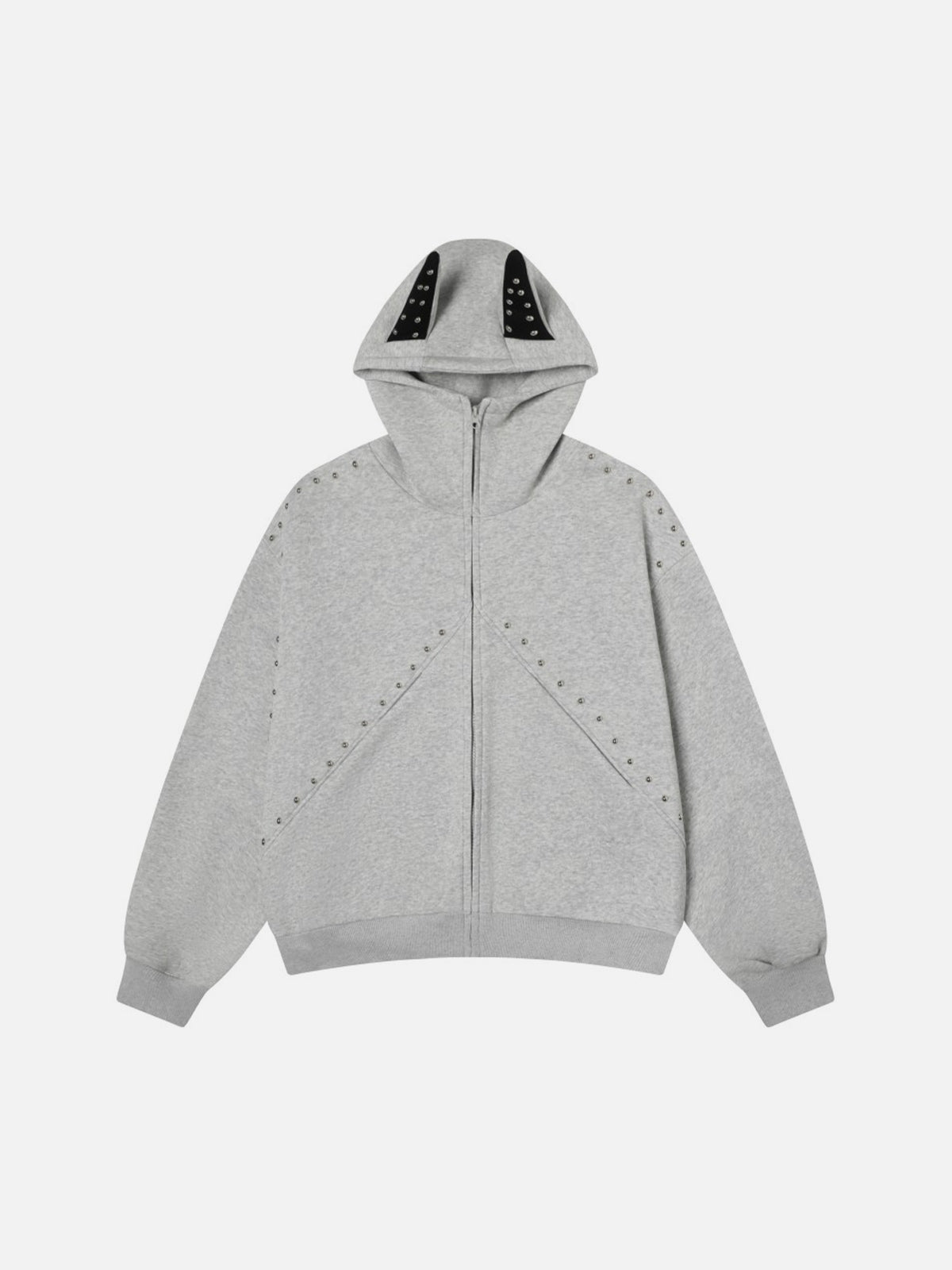 Oversized Zip-Up Hoodie with Rivet Horn Ears | Aelfric Eden