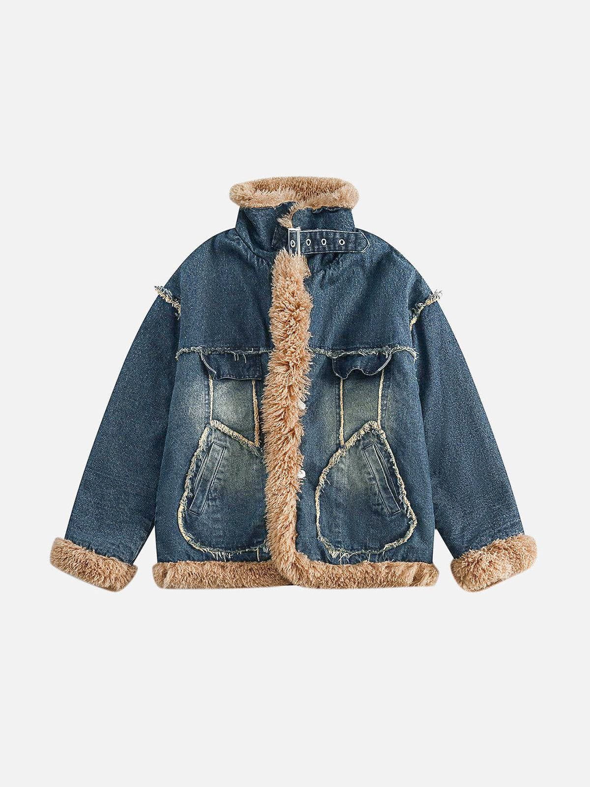Denim Sherpa Jacket for Winter | Aelfric Eden Patchwork Coat