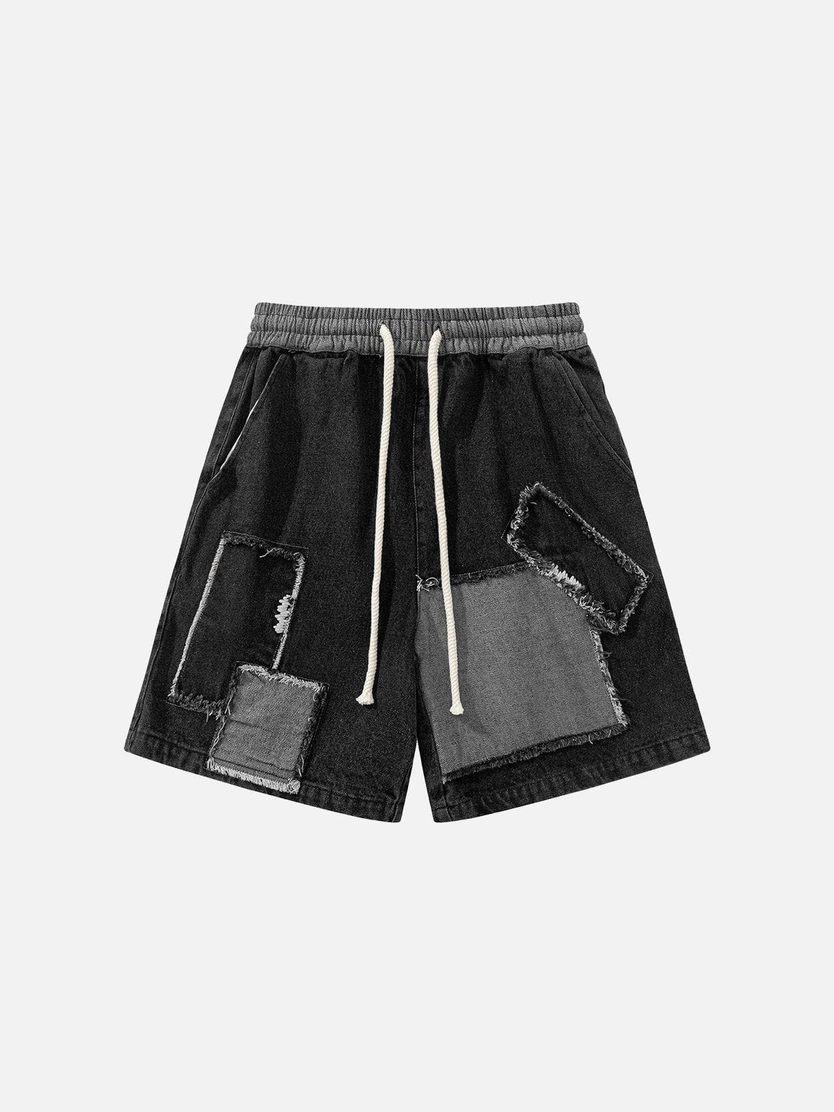 Fringe Patchwork Denim Shorts for Women & Men | Aelfric Eden