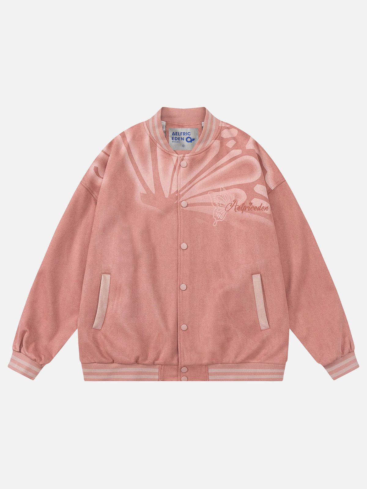 Oversized Butterfly Embroidery Varsity Jacket | Aelfric Eden