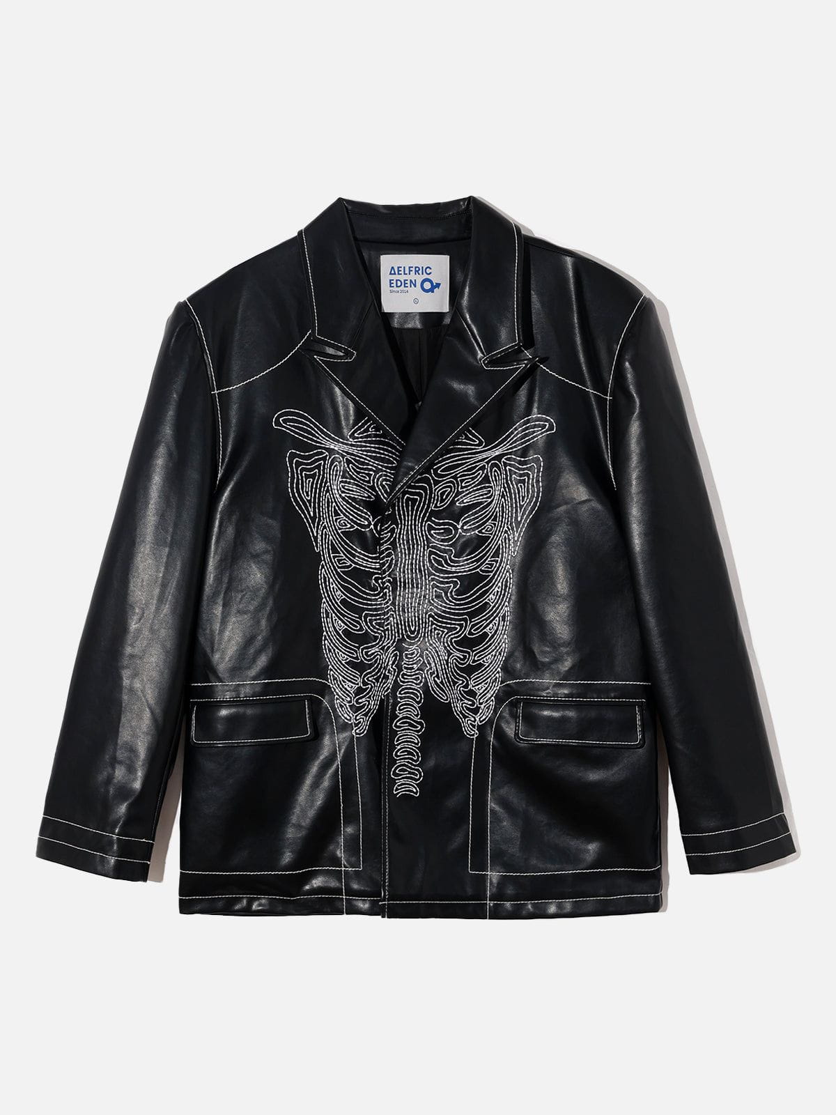 Black Faux Leather Skull Jacket for Men & Women | Oversized Biker Style
