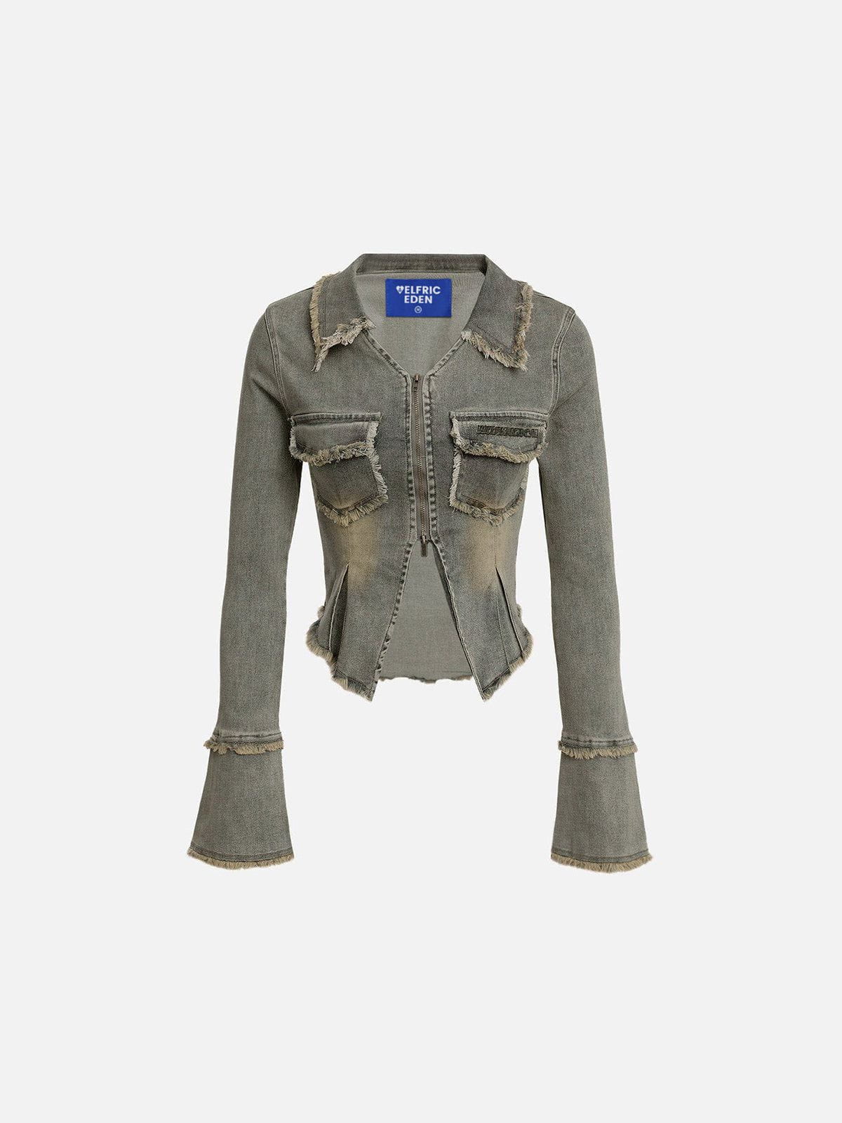 Fringe Double Zip Denim Jacket for Women | Aelfric Eden