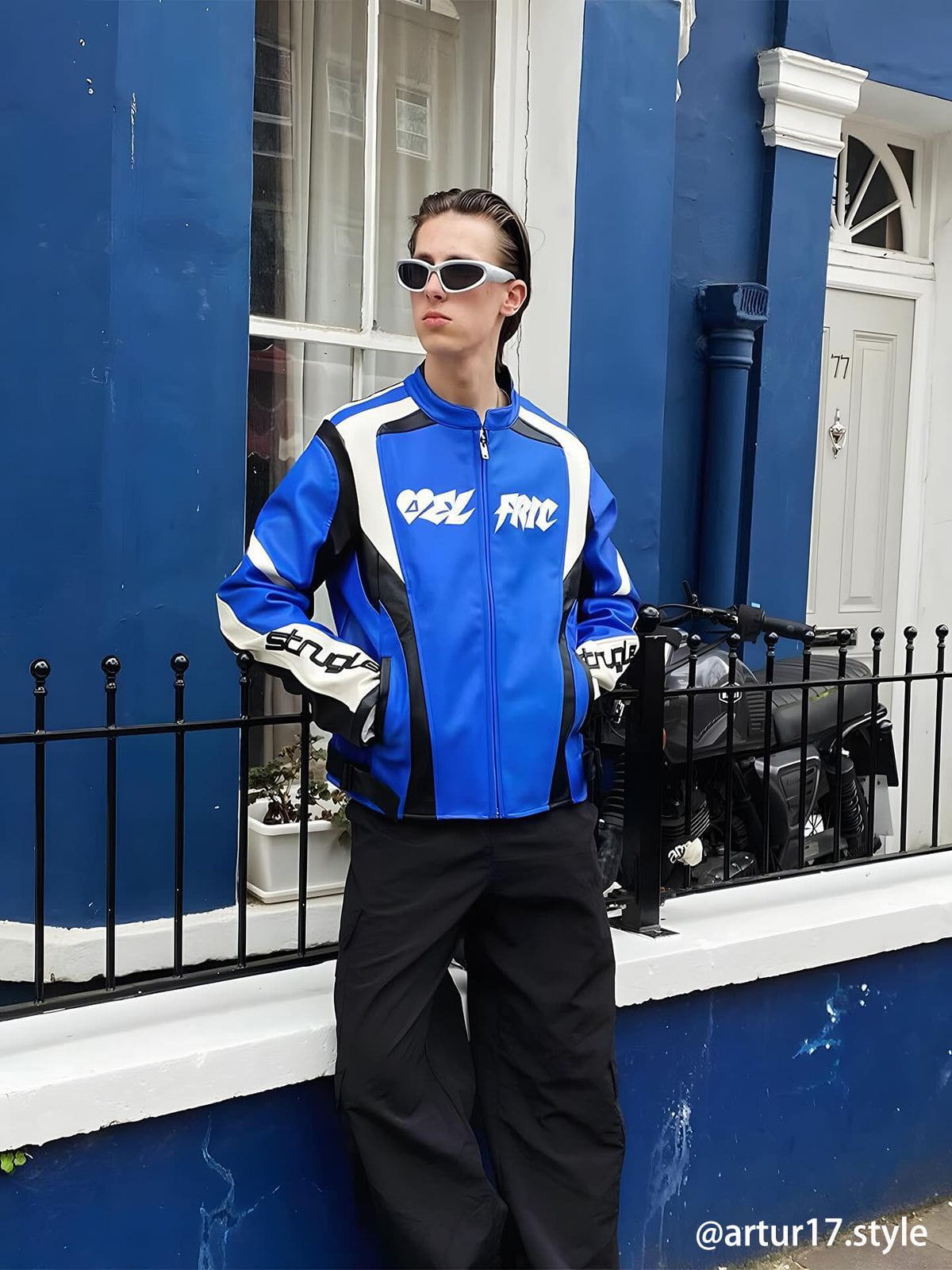 Color Block Racing Jacket with Patchwork Design | Aelfric Eden