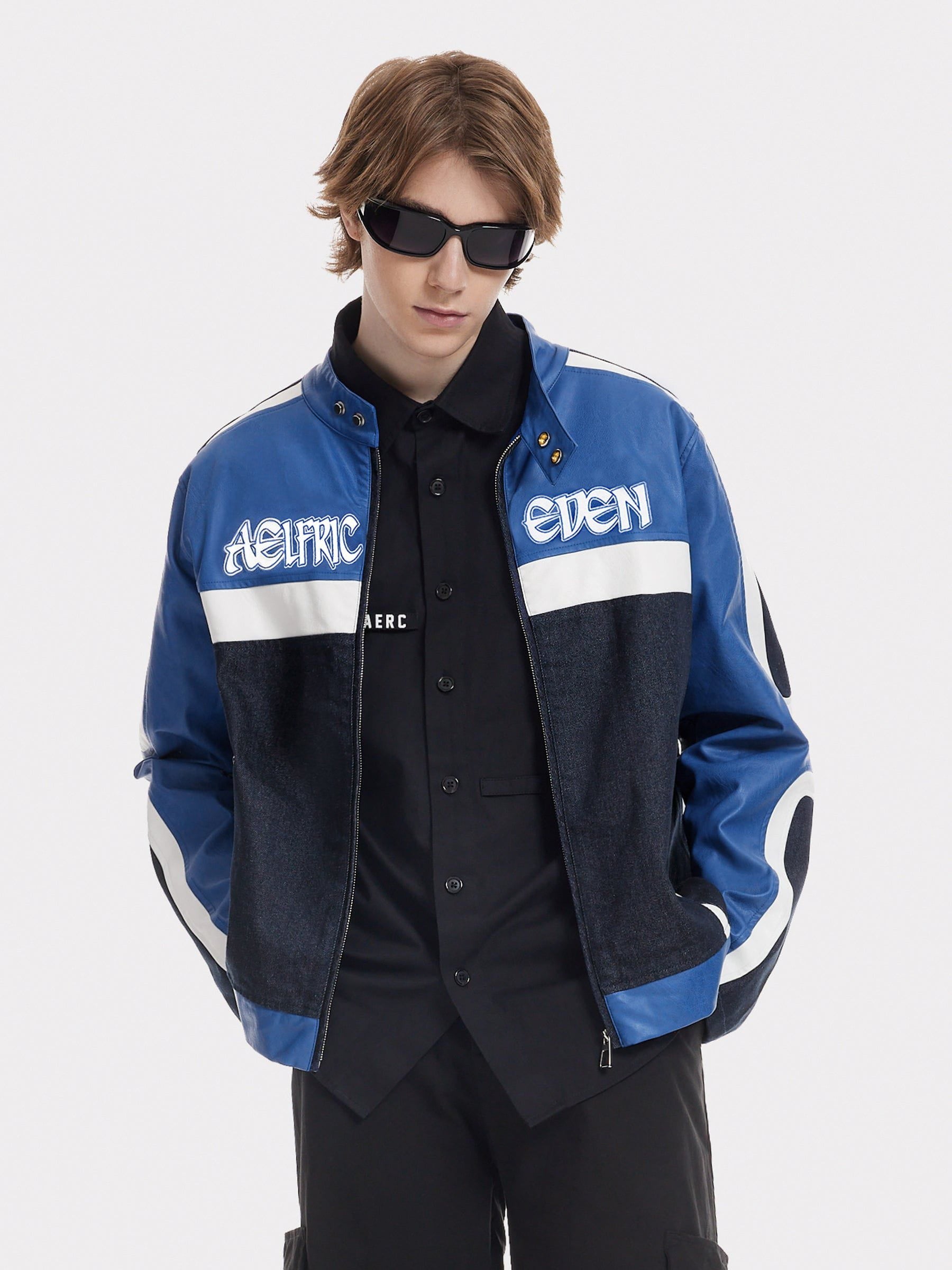 Denim & Faux Leather Patchwork Jacket for Men | Aelfric Eden