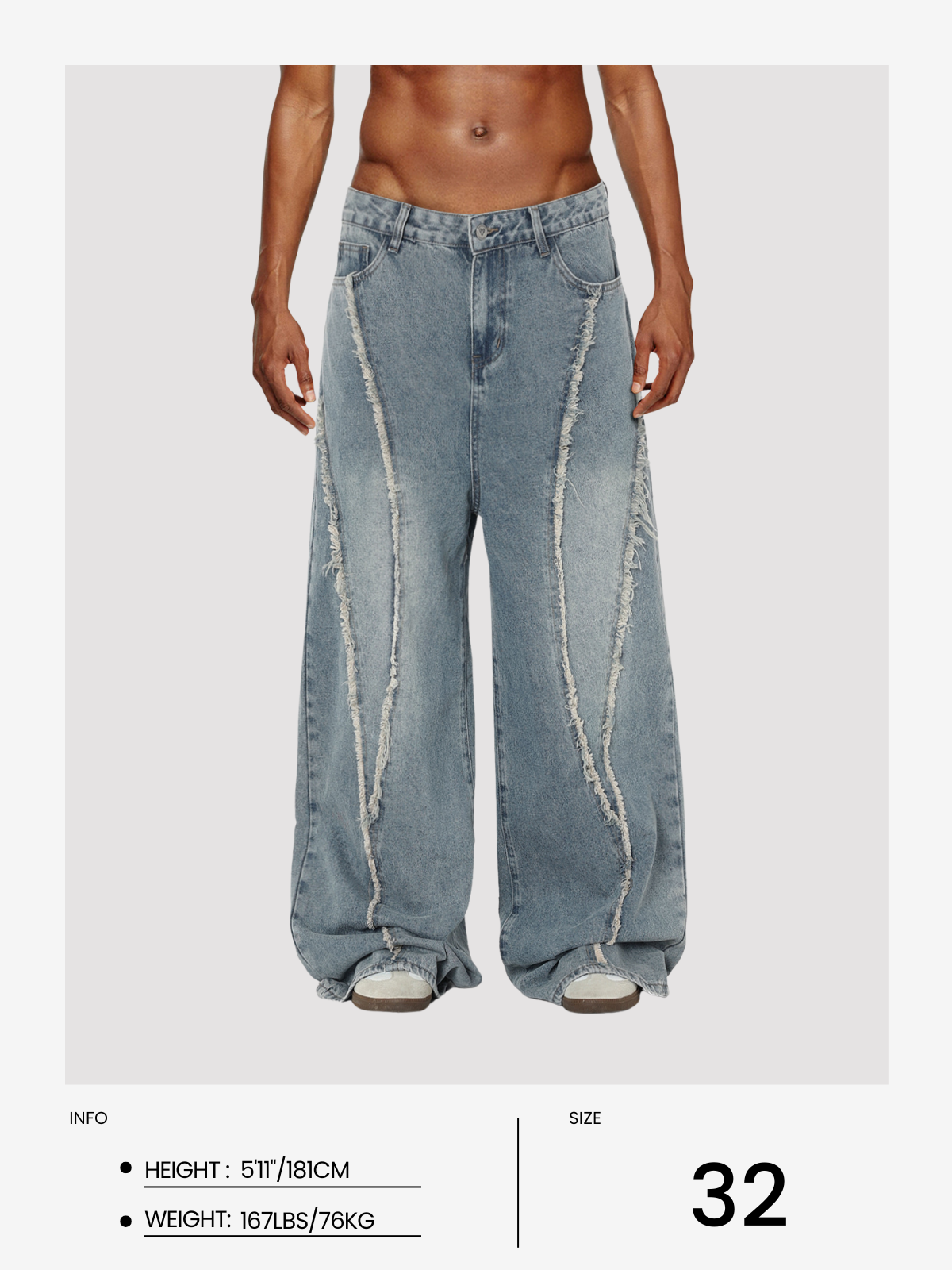 Fringe Baggy Jeans for Women | Vintage Wash & Comfort Fit | Aelfric Eden