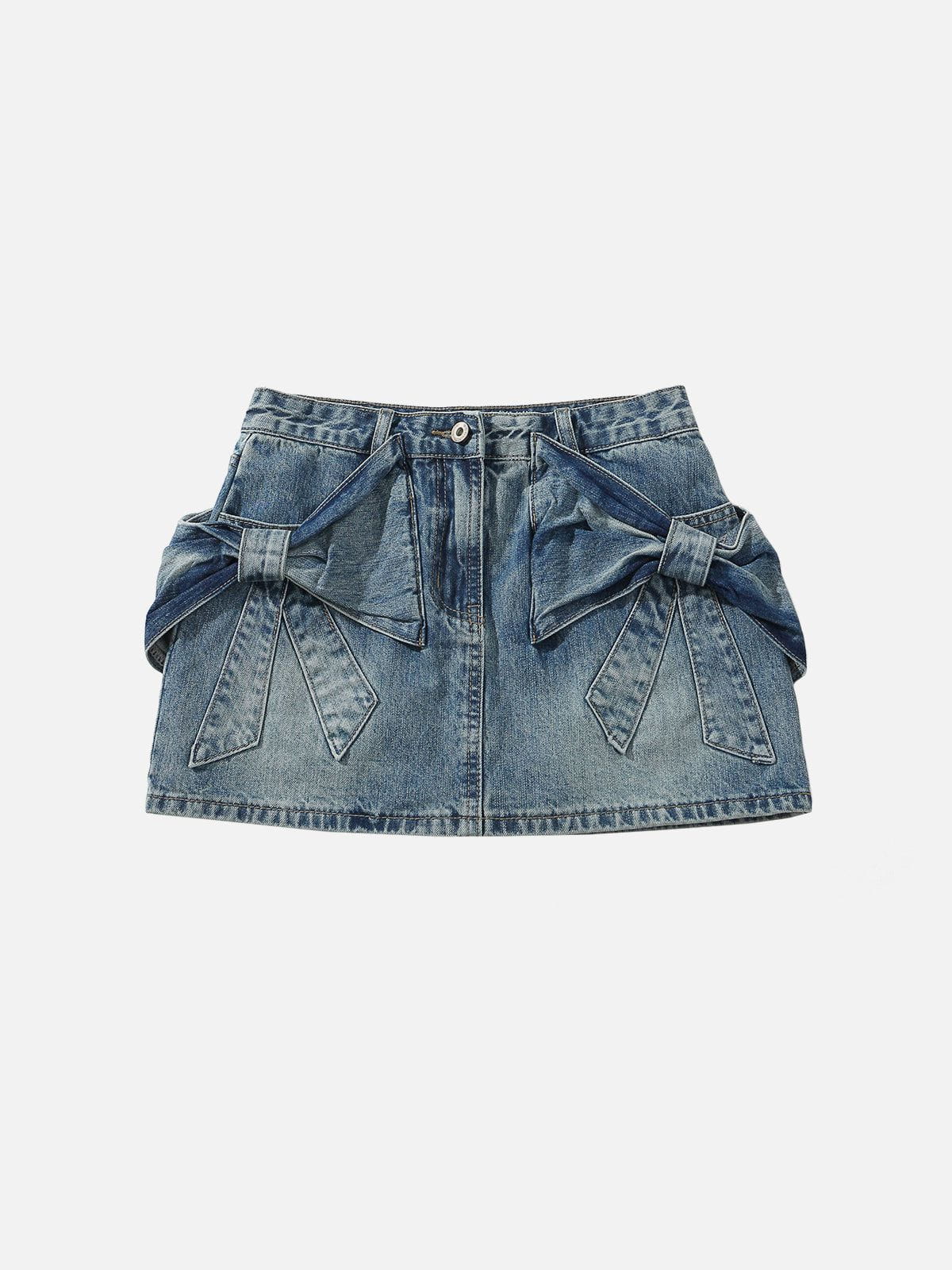 Bow Washed Denim Skirt for Women | Aelfric Eden