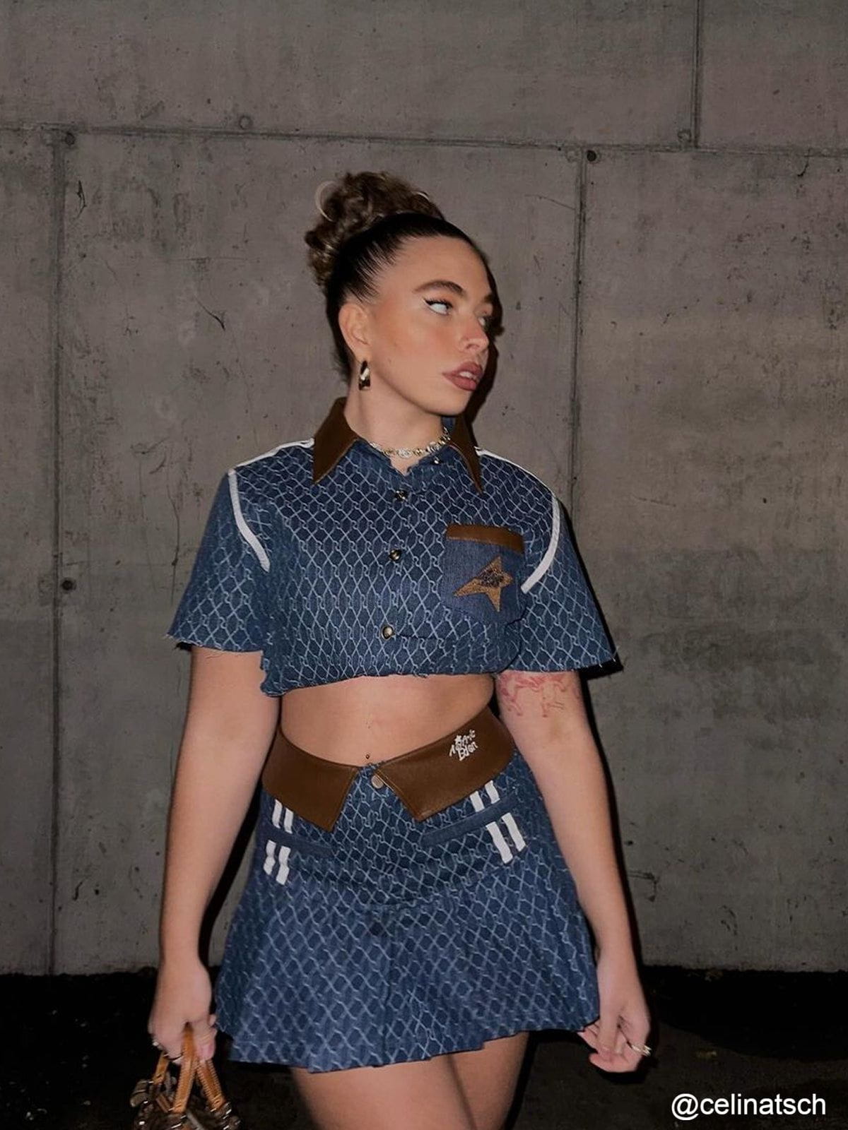 Vintage Denim Jacquard Skirt for Women | Aelfric Eden