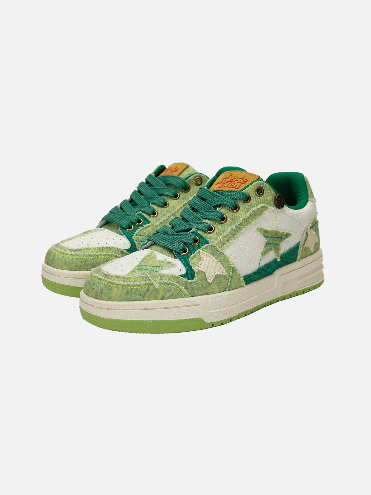 Patchwork Avocado Green Skate Shoes for Comfort & Style | StarryClimb