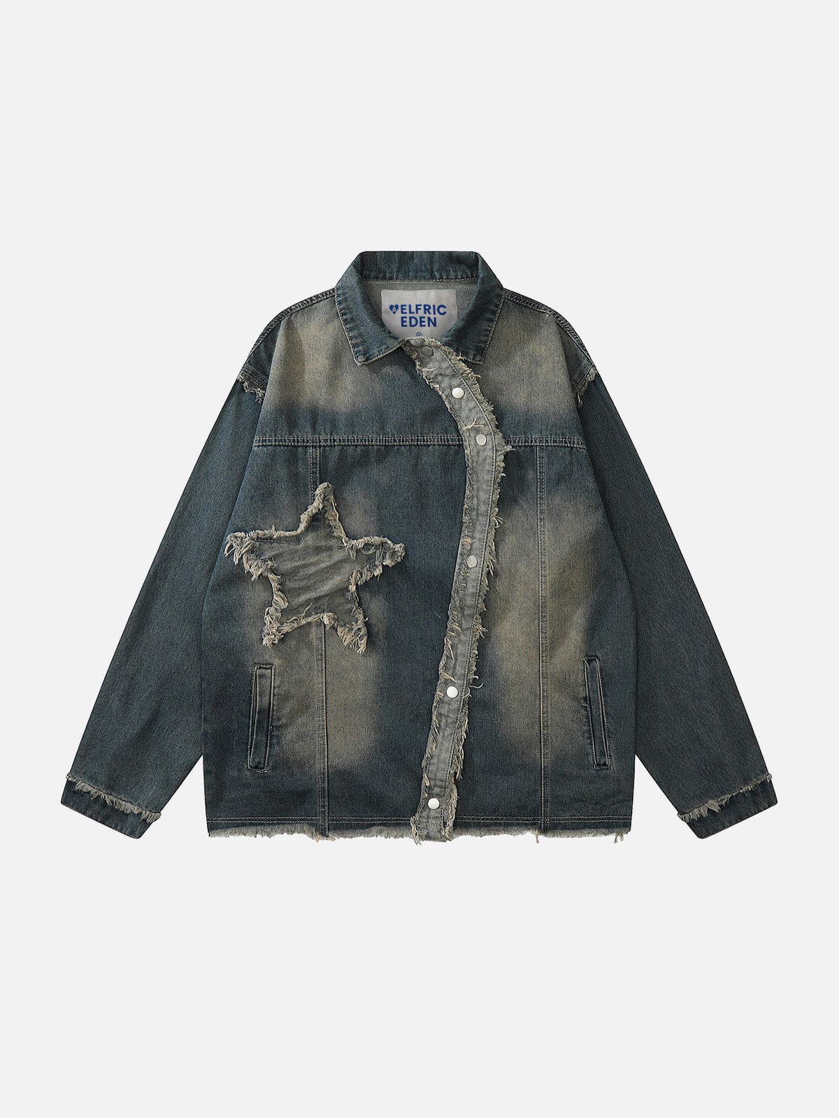 Embroidered Star Washed Denim Jacket for Men & Women | Aelfric Eden