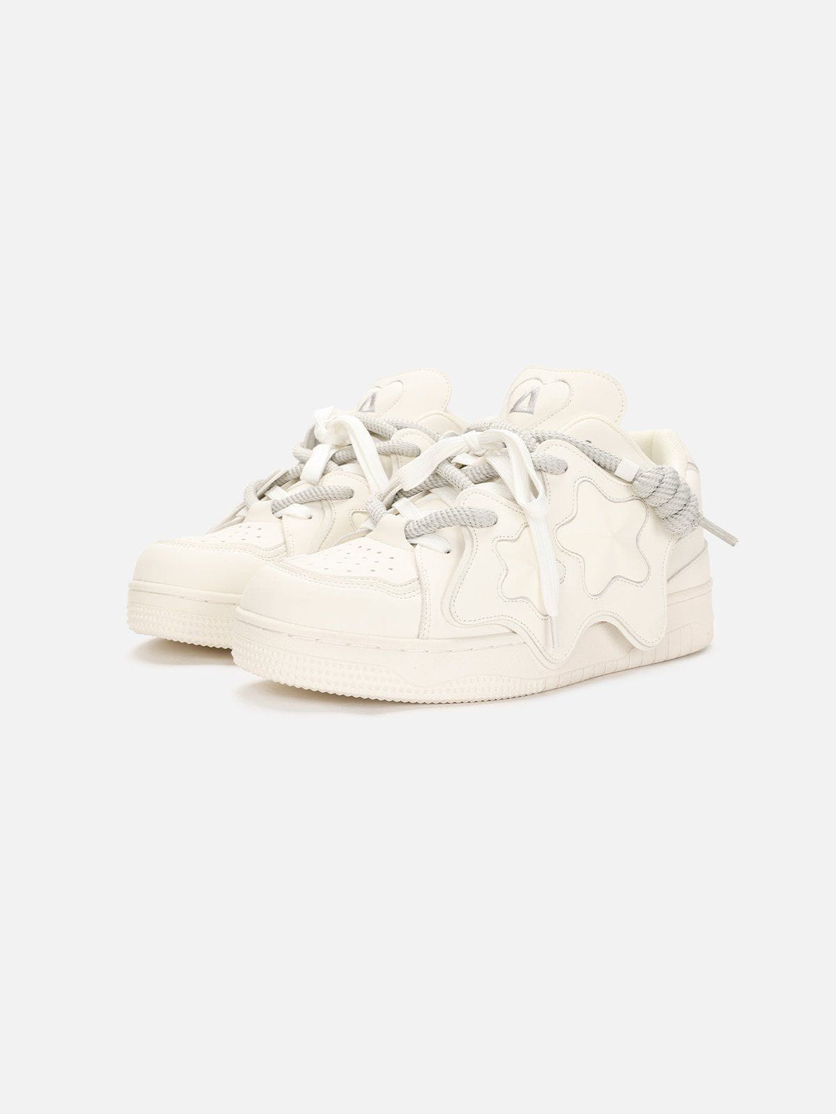 Beige Star Skate Shoes with Rubber Sole & Color Blocking | StarryClimb