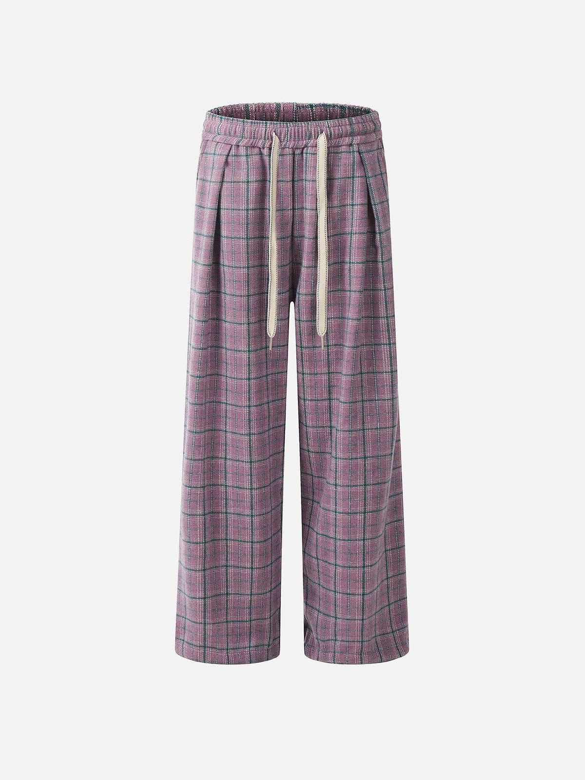 Plaid Baggy Sweatpants for Men | Wrinkle-Resistant & Comfortable | Aelfric Eden