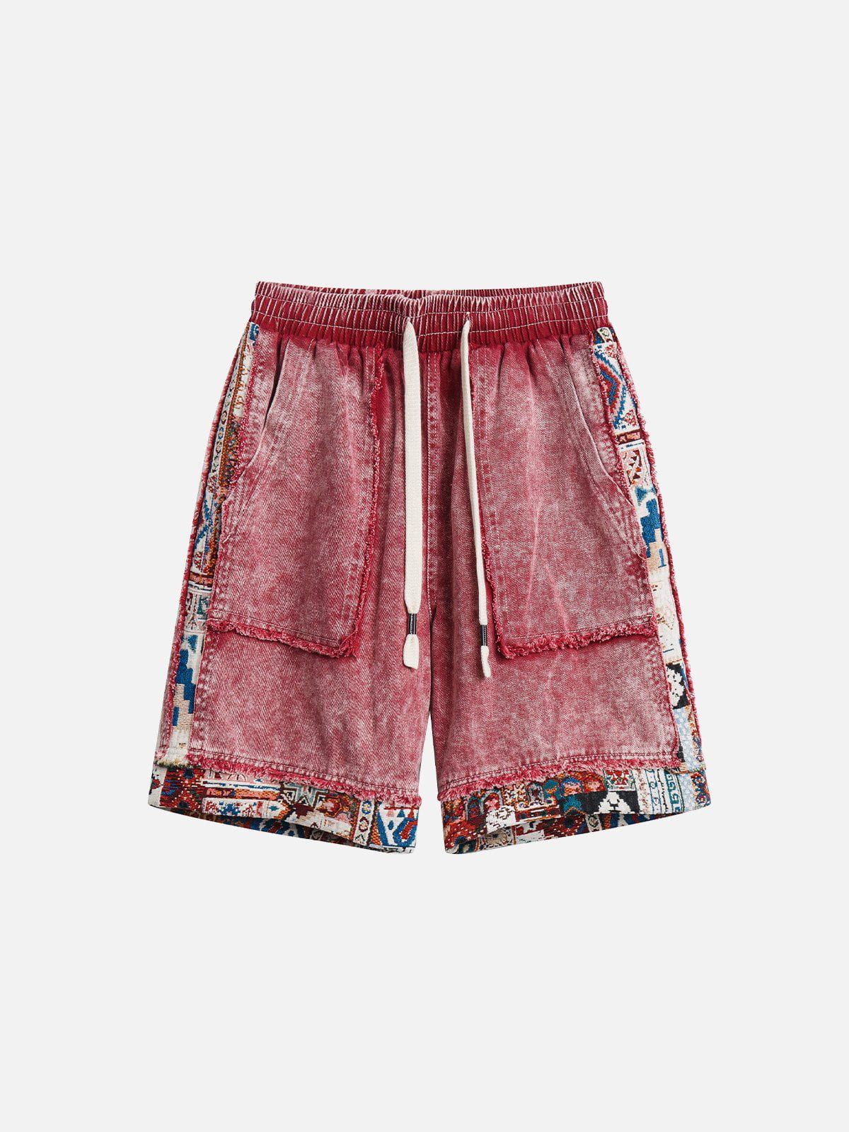 Washed Denim Jorts with Tribe Pattern | Aelfric Eden