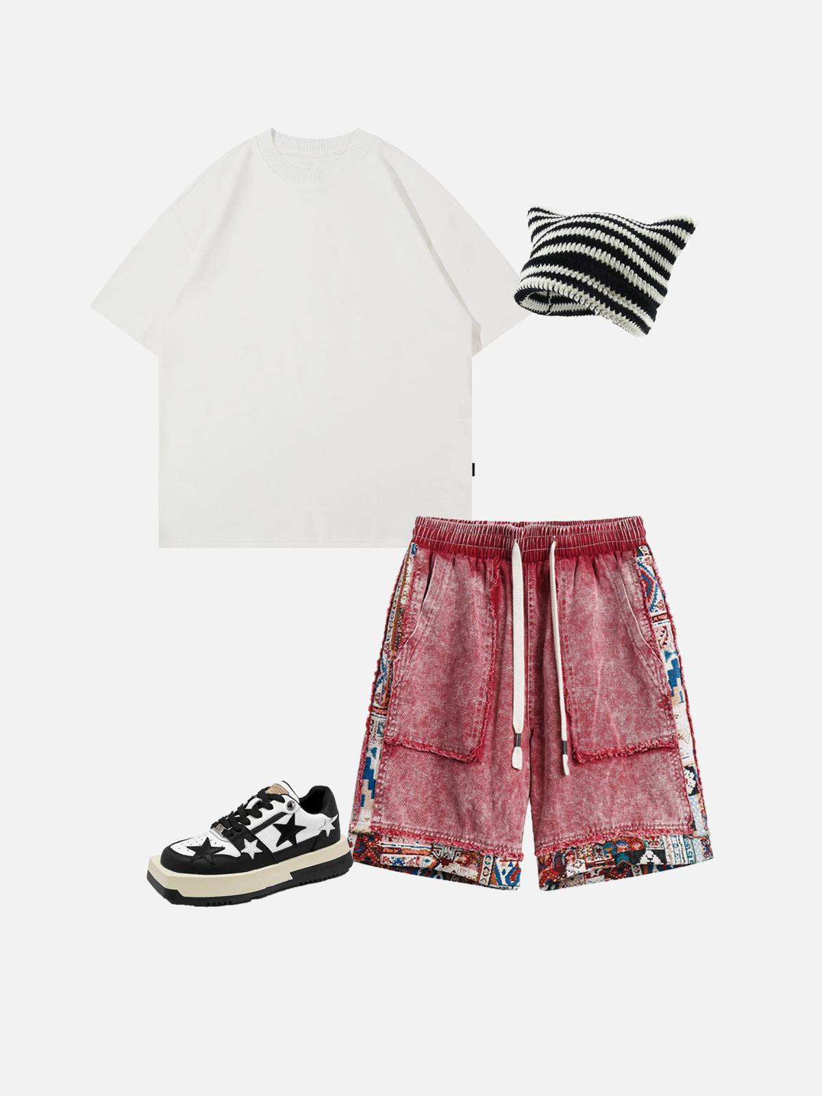 Washed Denim Jorts with Tribe Pattern | Aelfric Eden