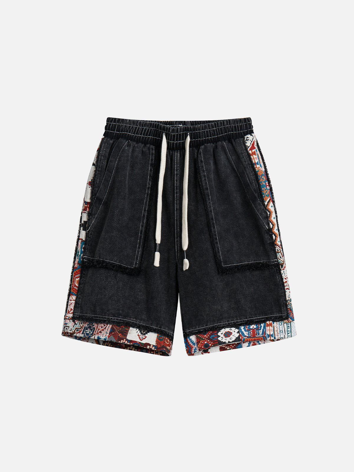 Washed Denim Jorts with Tribe Pattern | Aelfric Eden