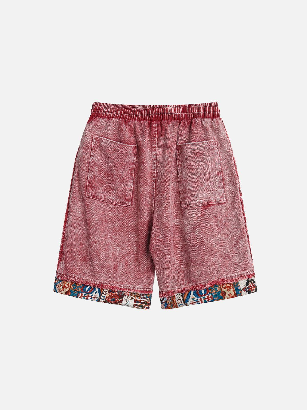 Washed Denim Jorts with Tribe Pattern | Aelfric Eden