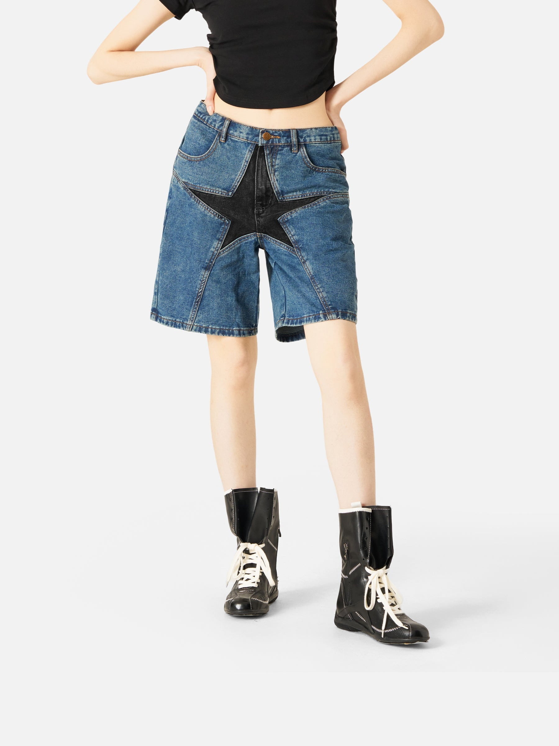 Star Patchwork Denim Jorts for Men & Women | Aelfric Eden - Aelfric Eden