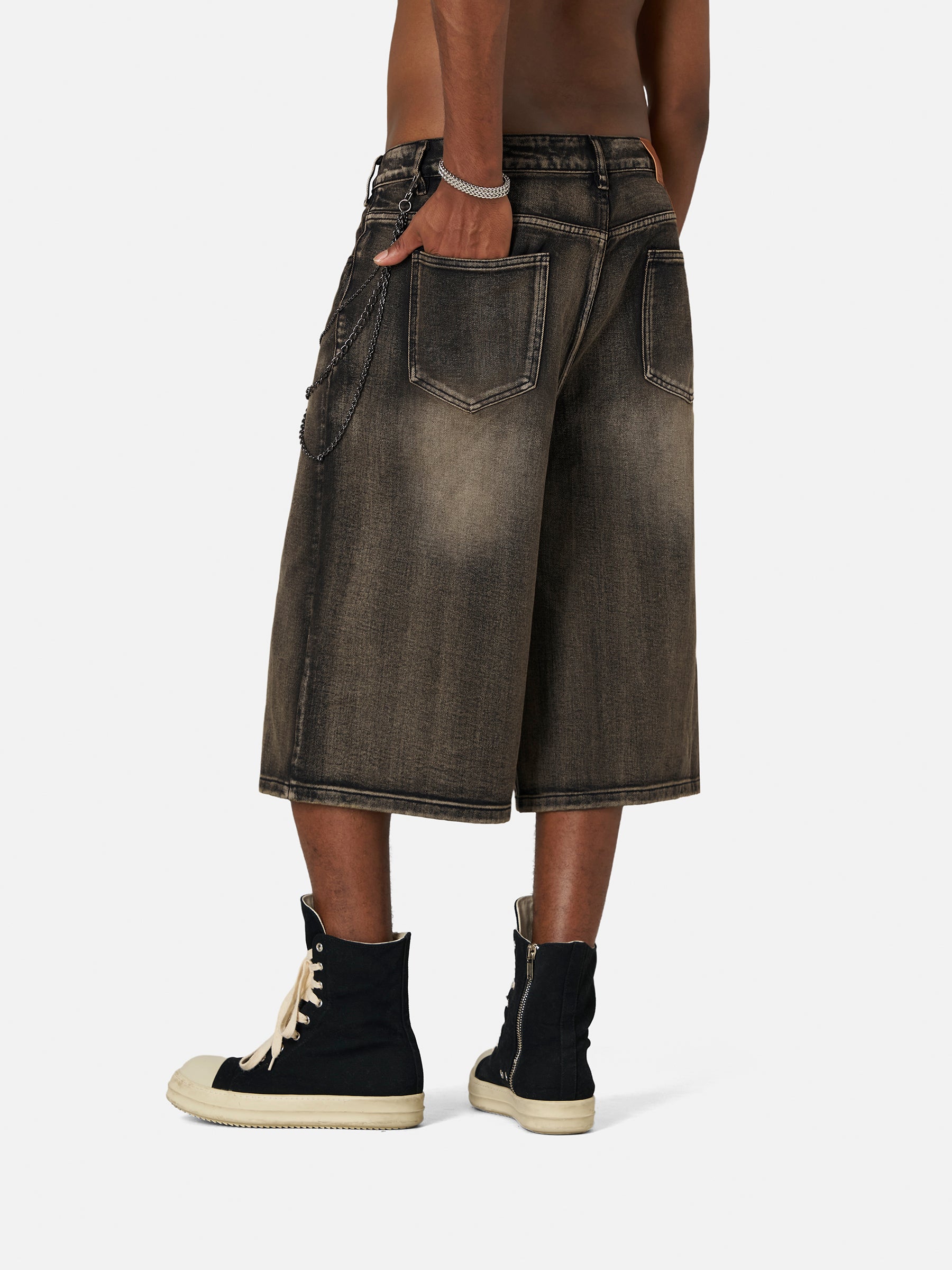 Vintage Washed Longline Denim Shorts for Men & Women | Aelfric Eden