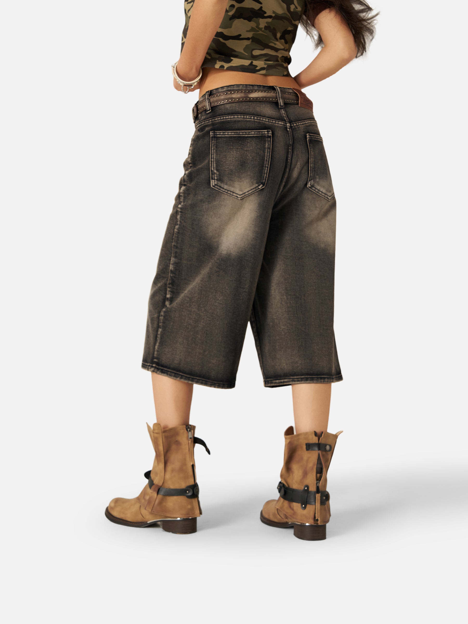 Vintage Washed Longline Denim Shorts for Men & Women | Aelfric Eden