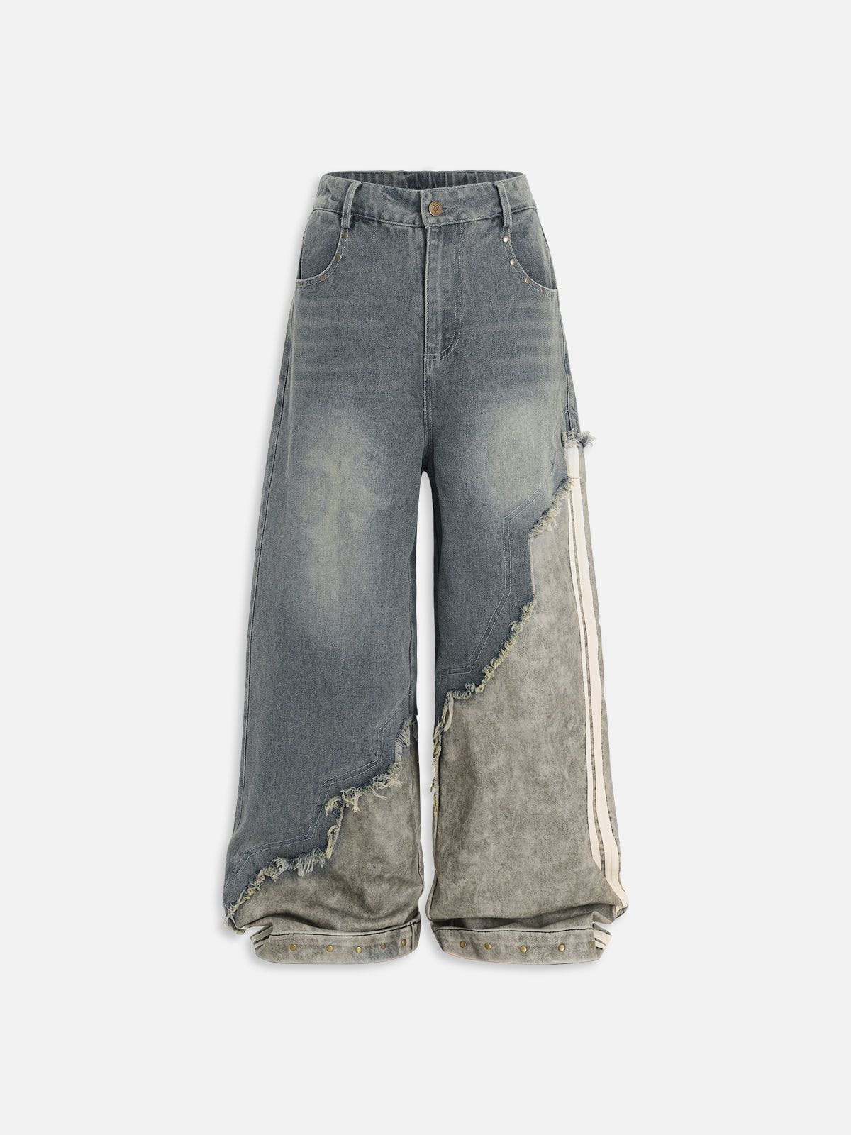 Leather Patchwork Baggy Jeans for Men | Aelfric Eden