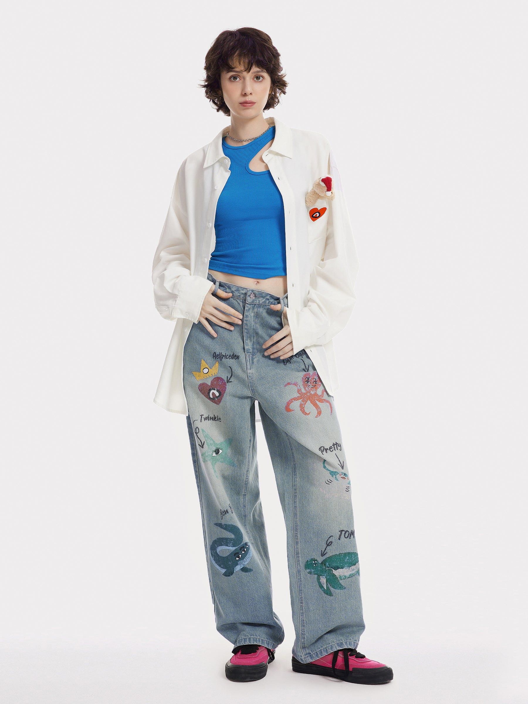 Whimsical Animal Print Jeans for Men | Aelfric Eden