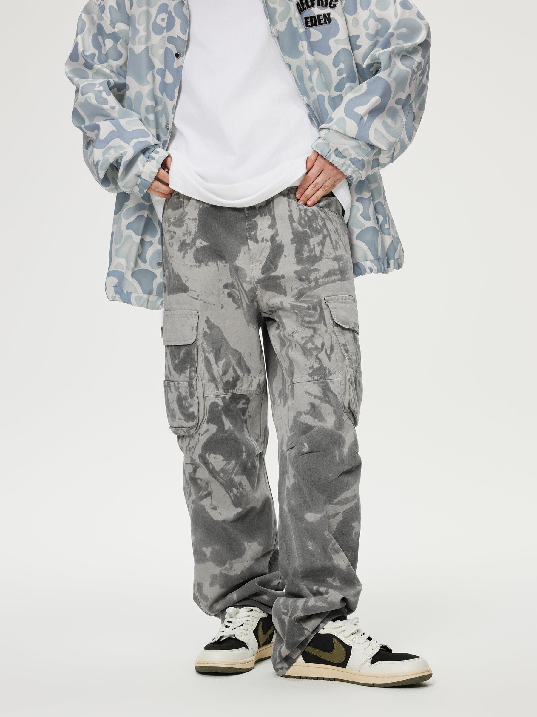 Graffiti Print Cargo Pants with Multi-Pockets | Aelfric Eden