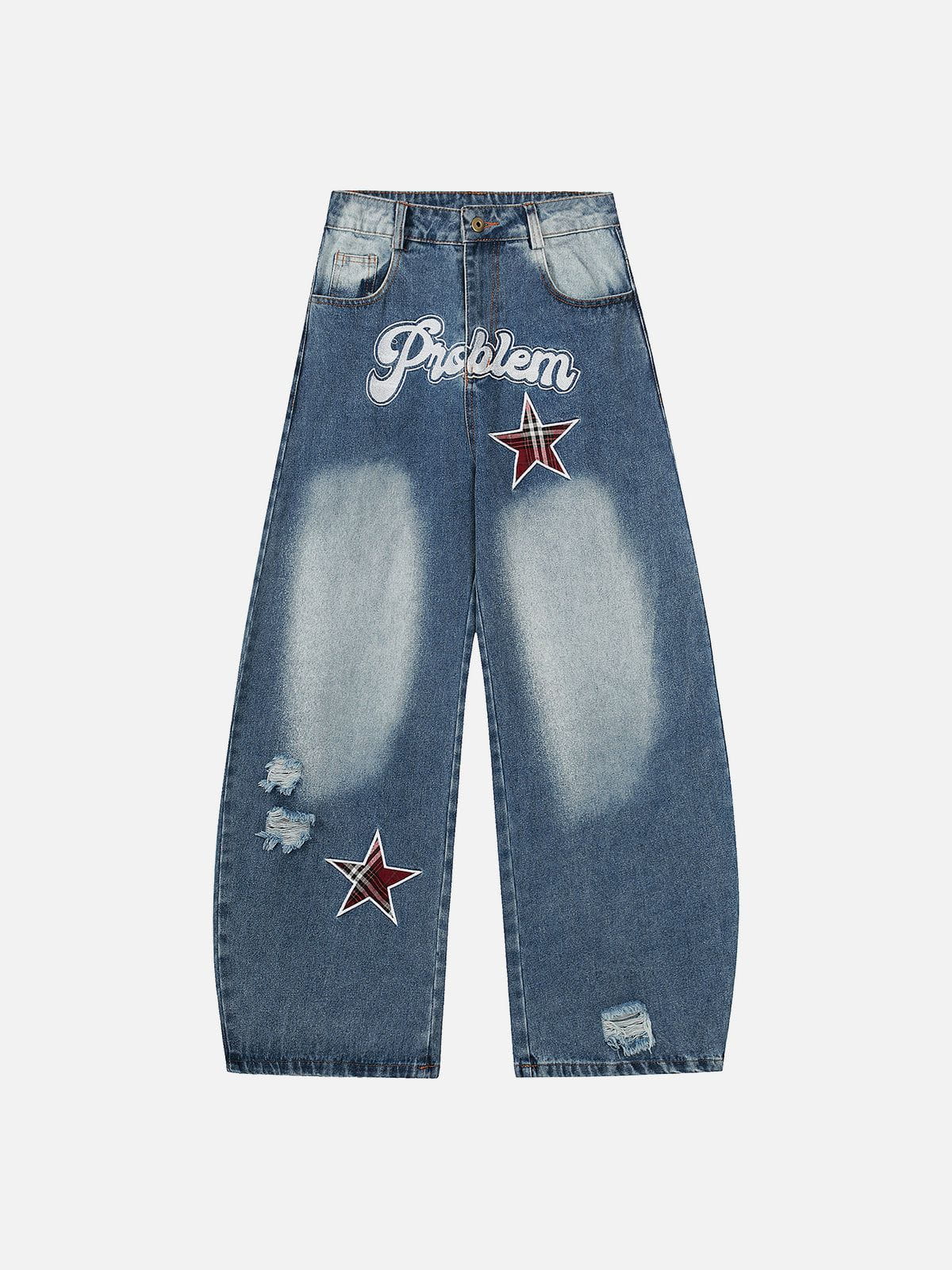 Distressed Plaid Barrel Jeans for Men | Aelfric Eden