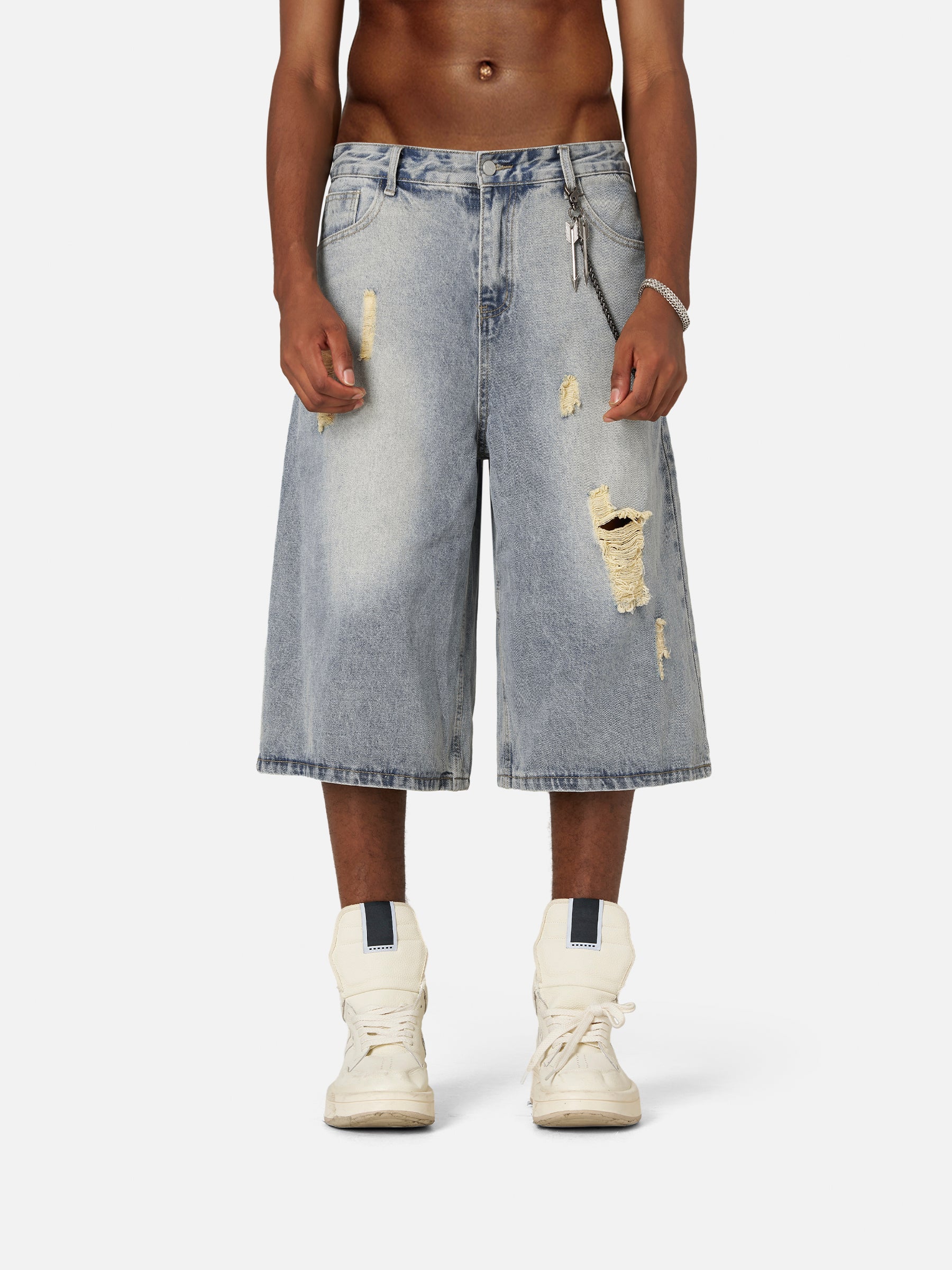 Distressed Baggy Longline Jorts for Men | Aelfric Eden