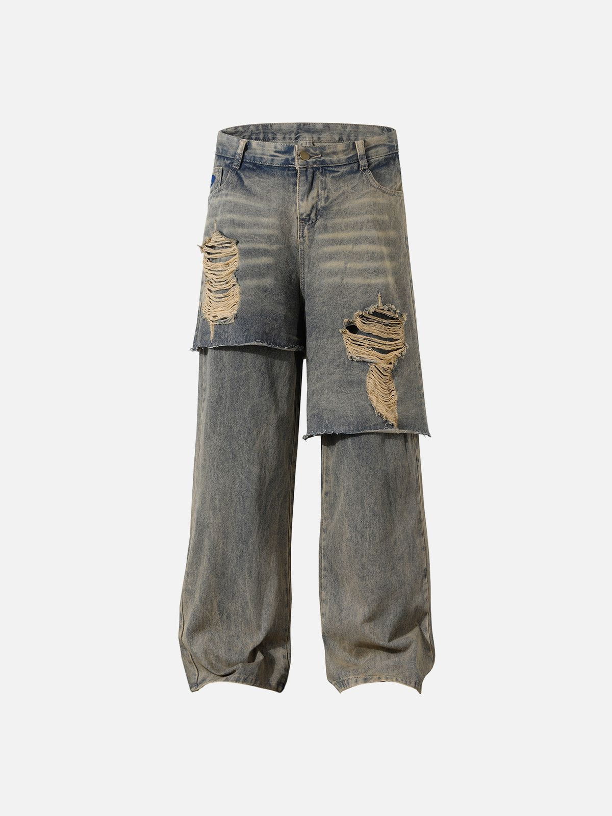 Baggy Distressed Jeans with Double Layer Design | Aelfric Eden