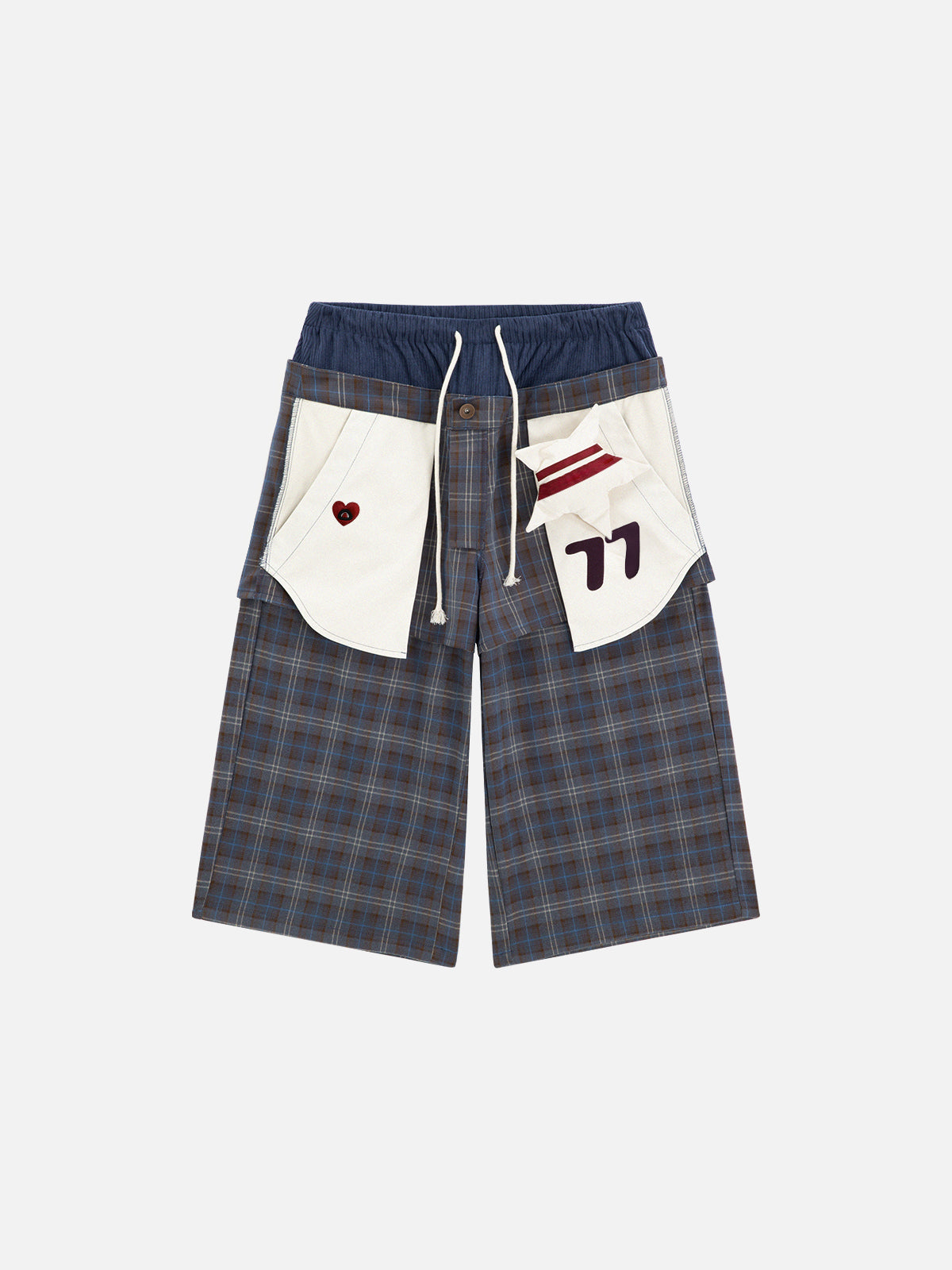 Plaid Double Waist Longline Shorts for Men | Aelfric Eden