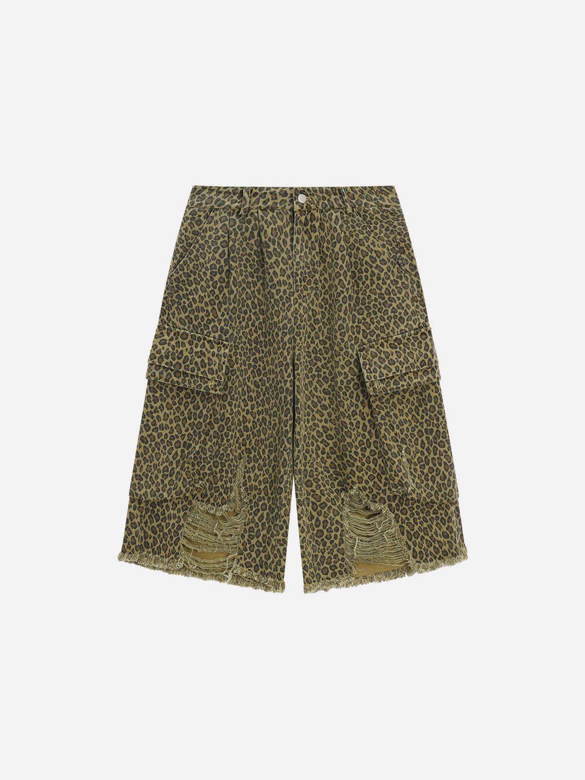 Leopard Print Distressed Longline Shorts | Aelfric Eden