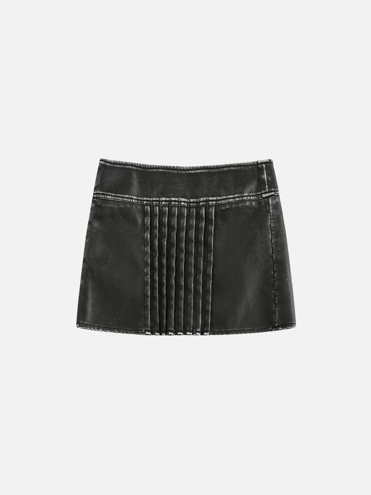 Faux Leather Skirt with Wrinkle Detail | Aelfric Eden