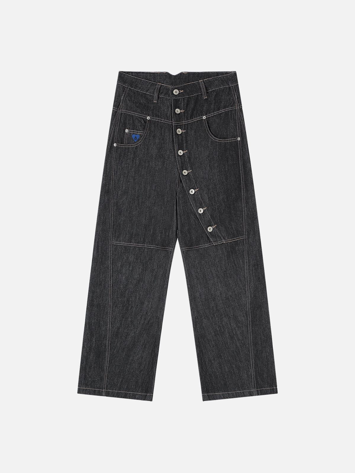 Raw Hem Jeans with Irregular Buttons | Aelfric Eden