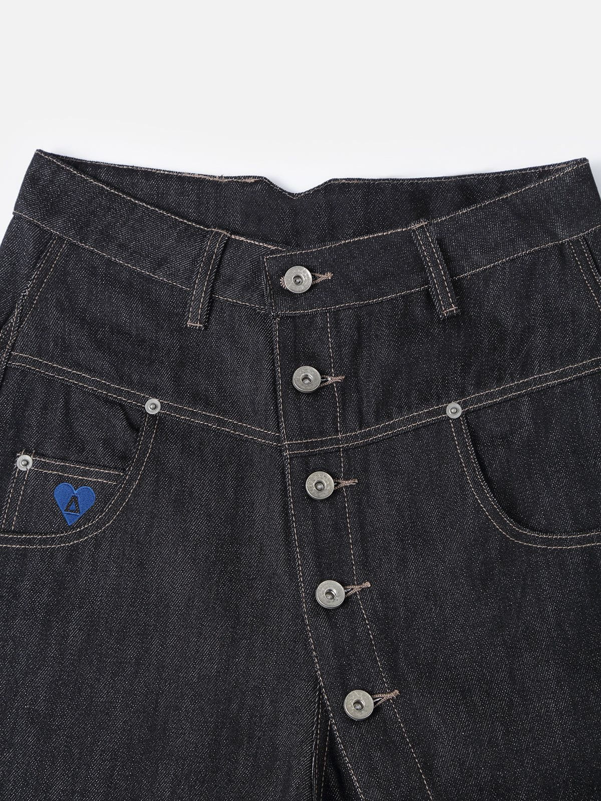 Raw Hem Jeans with Irregular Buttons | Aelfric Eden