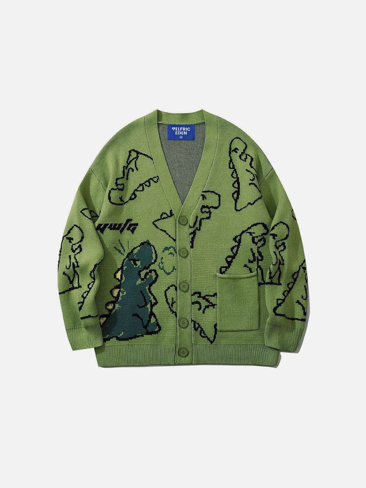 Dinosaur Graphic Knit Cardigan for Men & Women | Aelfric Eden