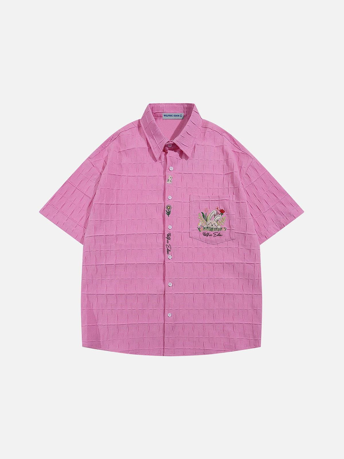 Embroidered Rabbit Cotton Short Sleeve Shirt | Aelfric Eden
