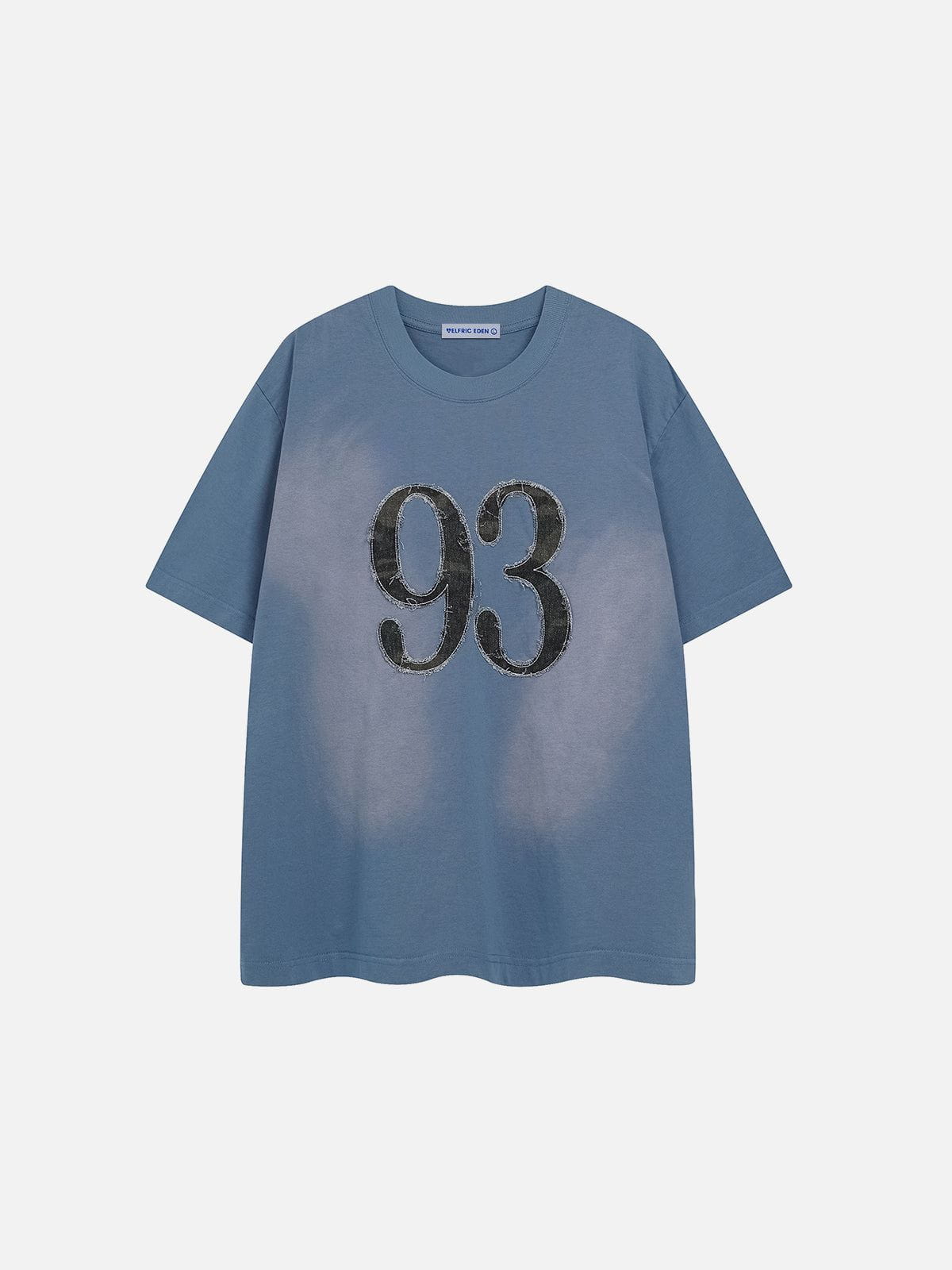 Vintage Washed Cotton Tee with Number Applique & Embroidery | Aelfric Eden