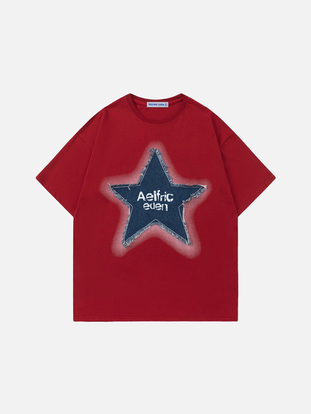 Distressed Denim Star Appliqué Tee | Aelfric Eden Streetwear