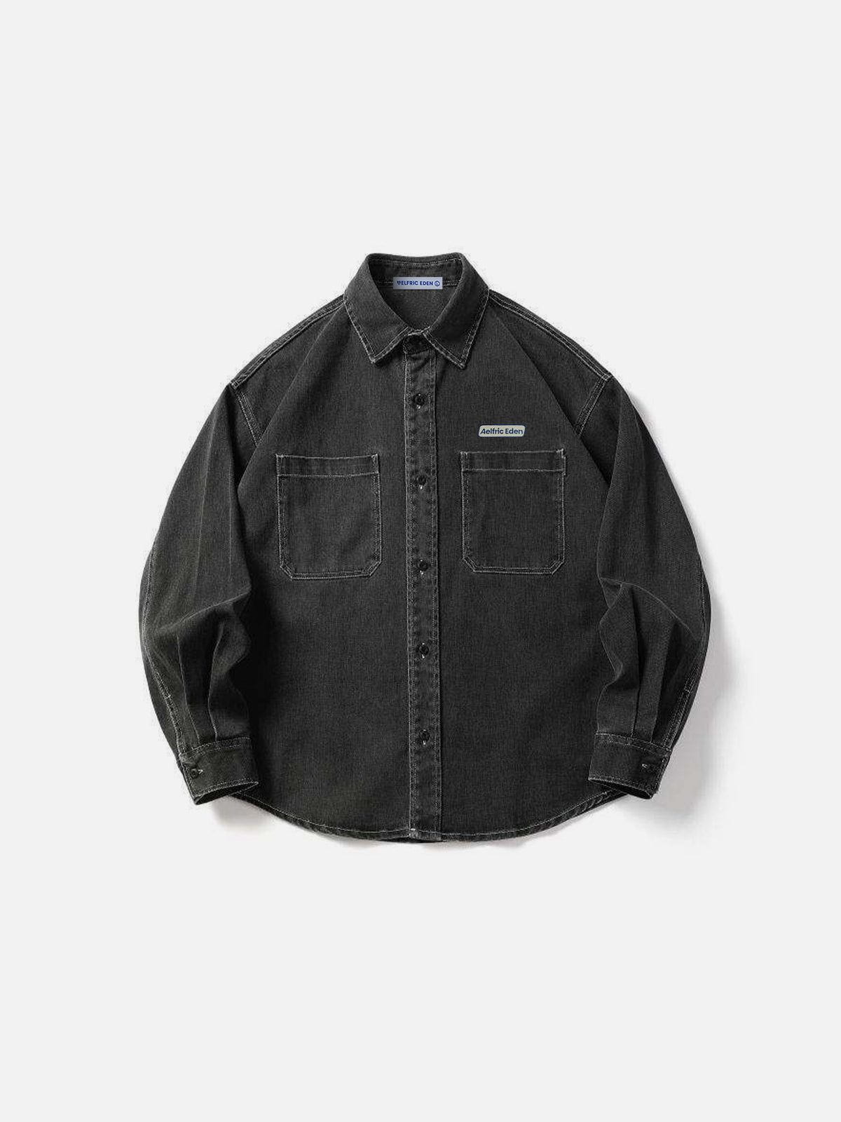 Black Cotton Long Sleeve Shirt for Men | Aelfric Eden