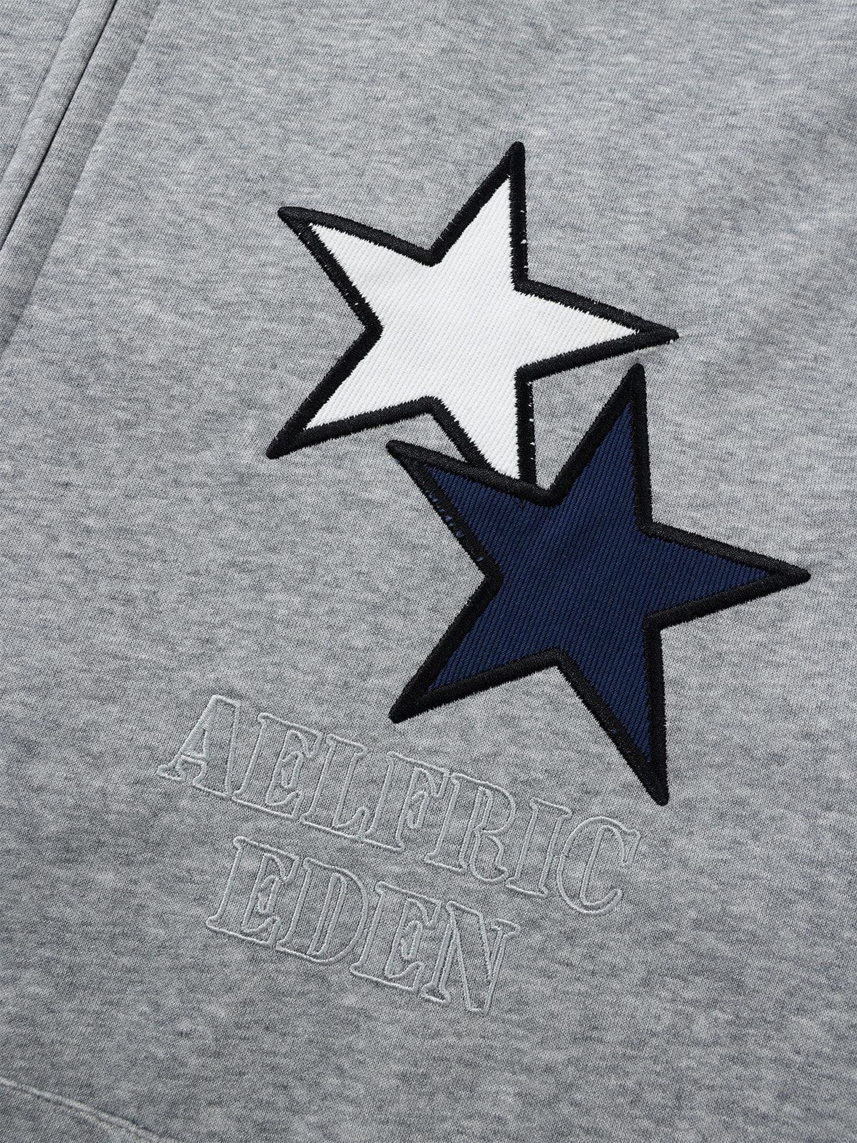 Color Block Zip Up Hoodie with Star Embroidery | Aelfric Eden