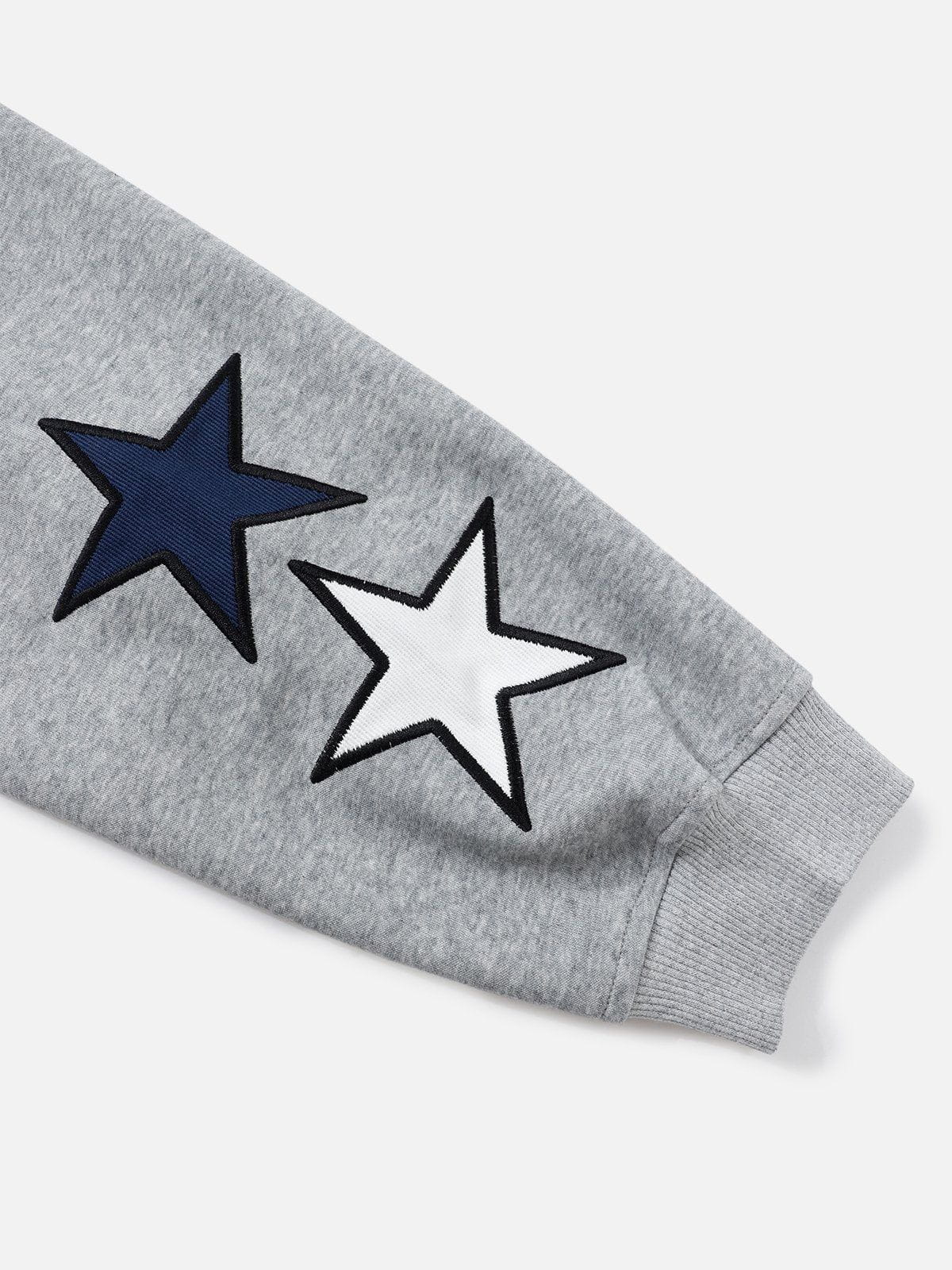 Color Block Zip Up Hoodie with Star Embroidery | Aelfric Eden