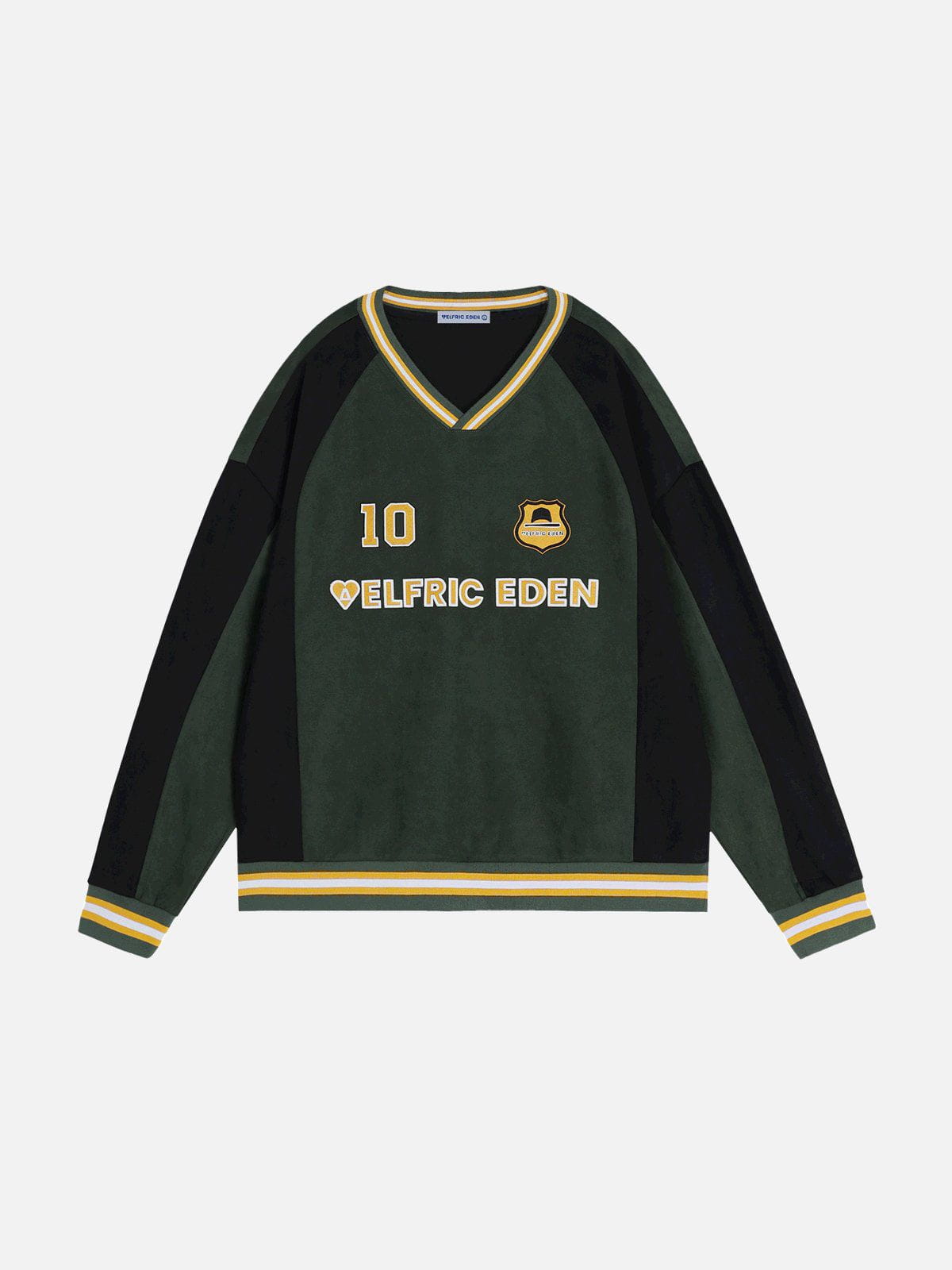 Color Block Suede Sweatshirt with Embroidery | Aelfric Eden
