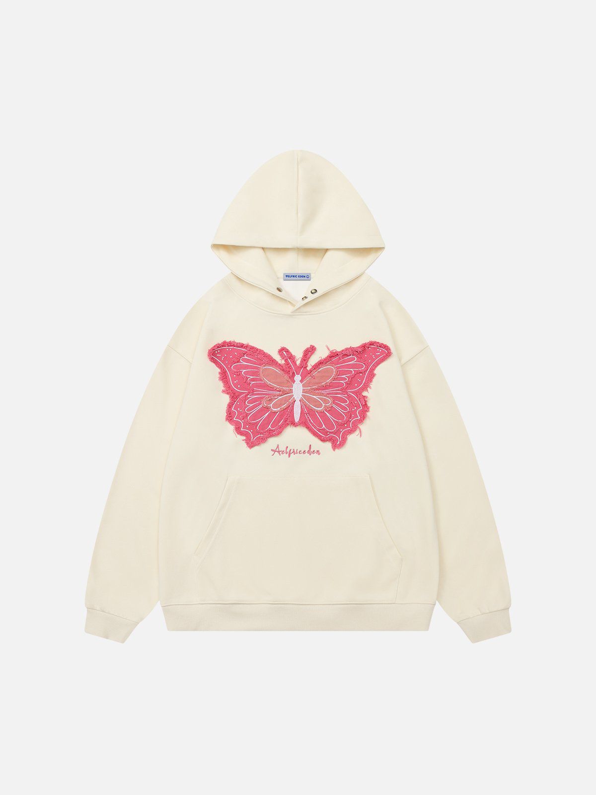 Denim Butterfly Hoodie with Buttoned Placket | Aelfric Eden