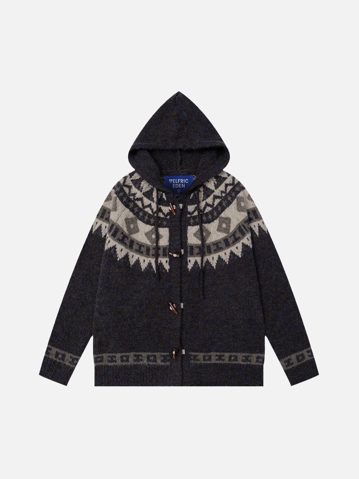 Fair Isle Hooded Cardigan with Ethnic Patterns | Aelfric Eden