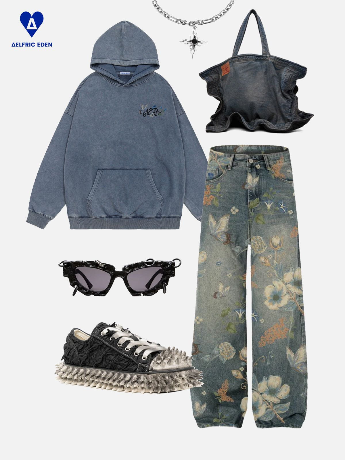 Vintage Floral Print Hoodie for Men & Women | Aelfric Eden