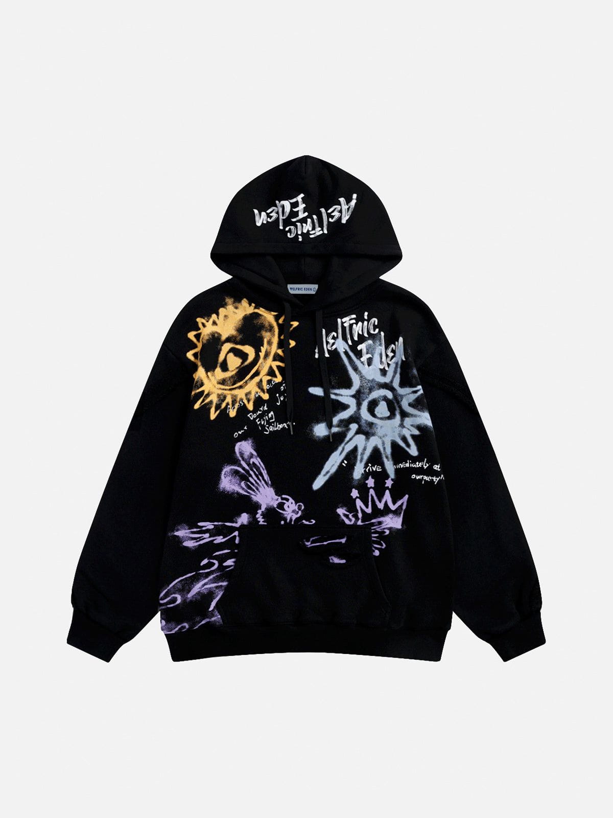 Graffiti Print Hoodie with Heartie Design | Aelfric Eden