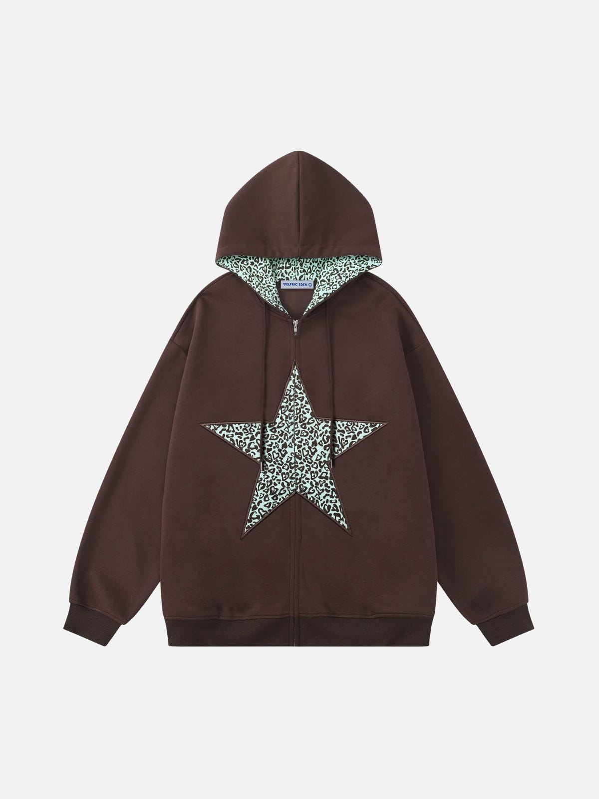 Leopard Print Star Graphic Zip Up Hoodie | Aelfric Eden