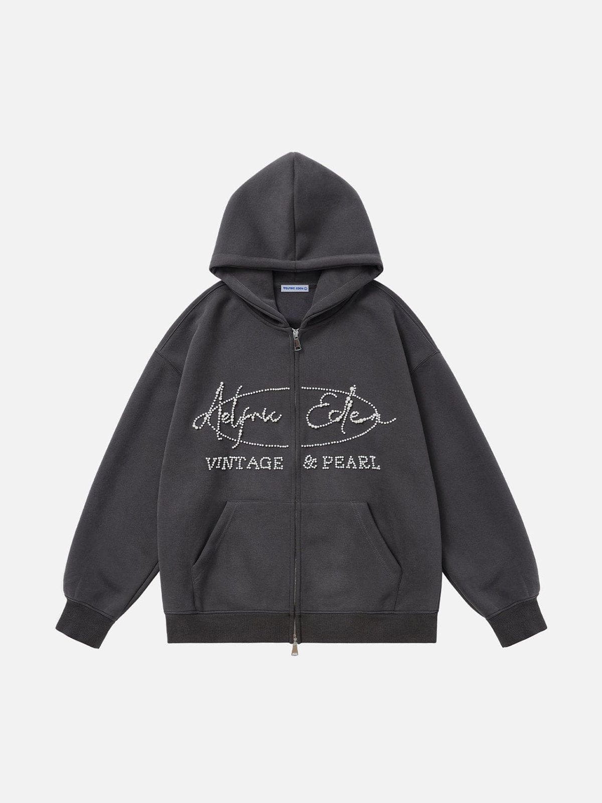 Pearl Embellished Double Zip Hoodie for Women | Aelfric Eden