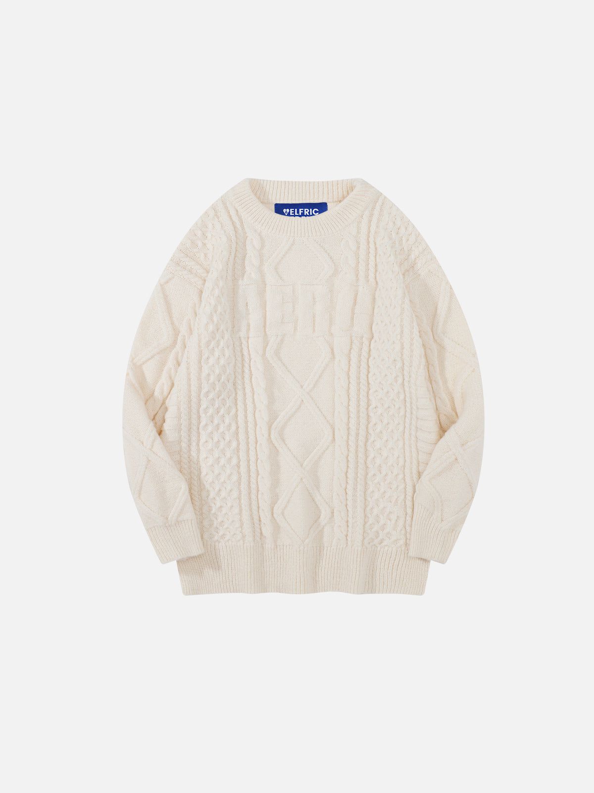 Solid Cable Knit Sweater with AERC Graphic | Aelfric Eden