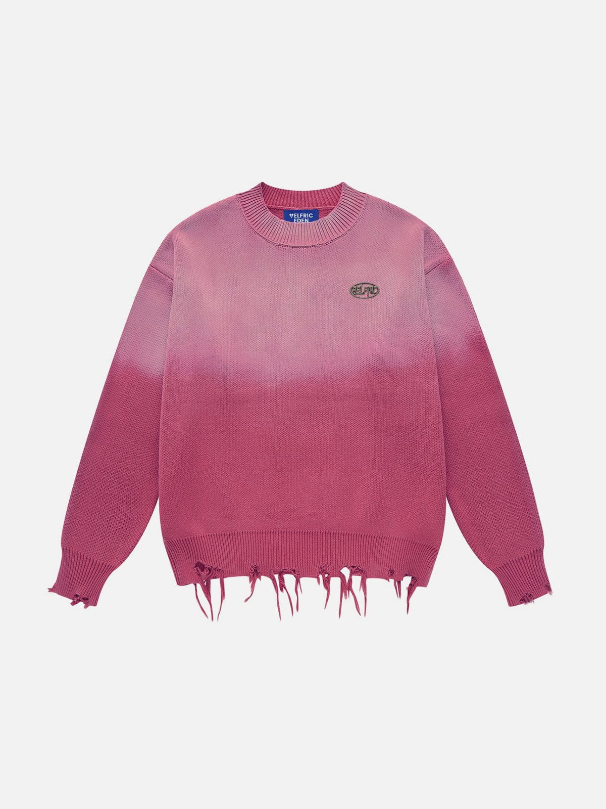 Gradient Washed Cotton Sweater with Fringe Details | Aelfric Eden