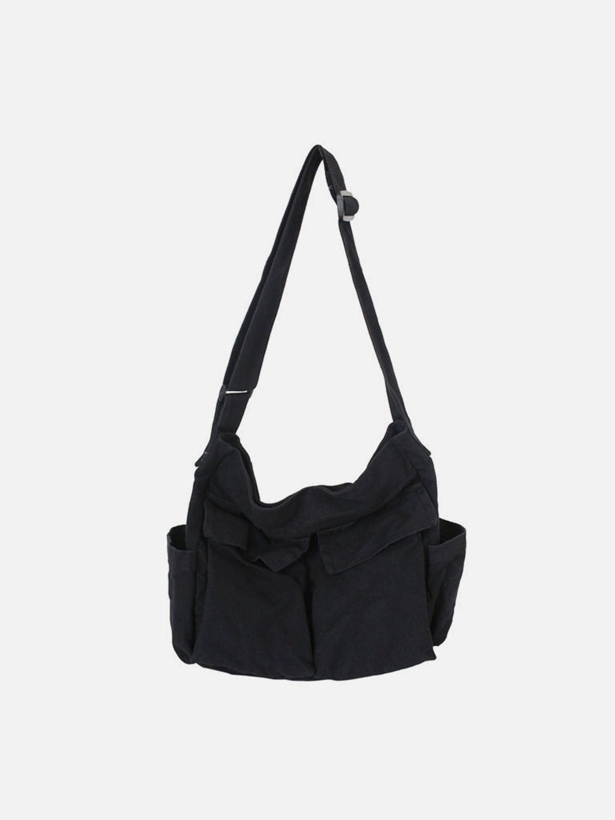 Denim Shoulder Bag with Big Pocket for Essentials | Solid Color